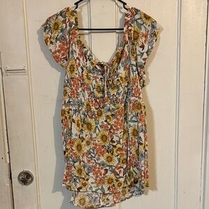 Maurices Floral Sunflower Blouse - Orange, Yellow, Green